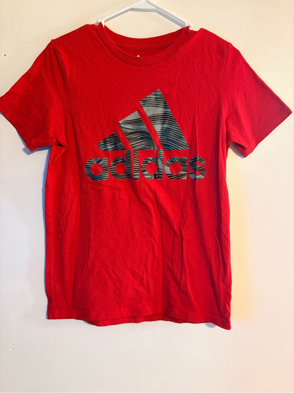 adidas Red Tee with Black Wave Logo